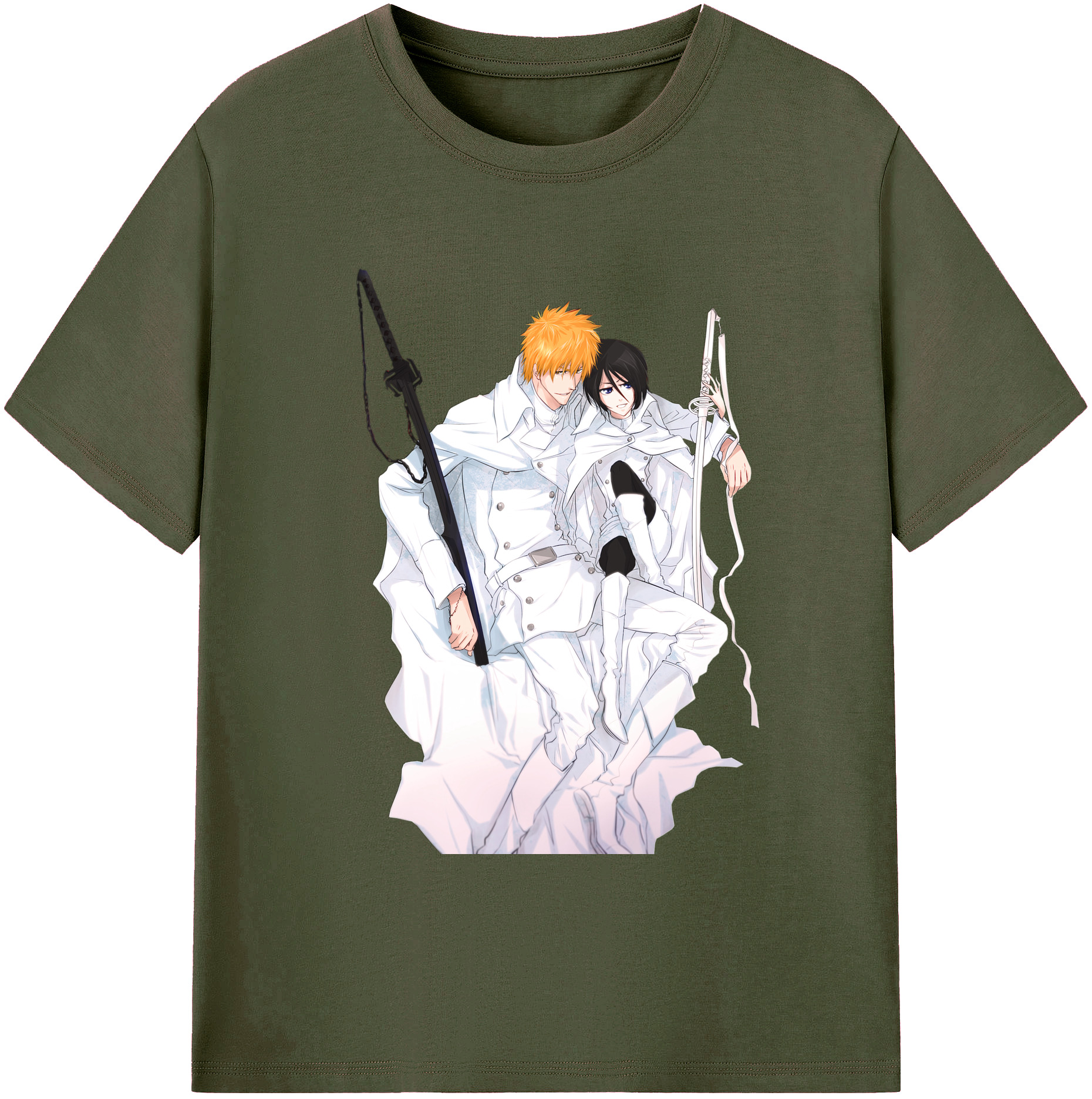 （画像用） ブリーチ 黒崎一護（くろさき いちご）BLEACH Kurosaki Ichigo 綿100％ メンズ半袖Tシャツ｜肌触りやわらか＆通気性